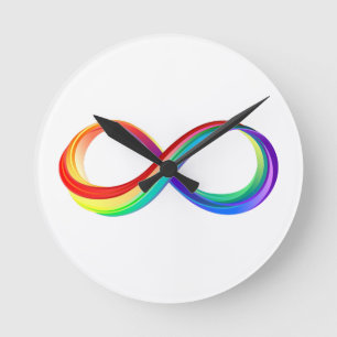 Layered Rainbow Infinity Symbol Round Clock