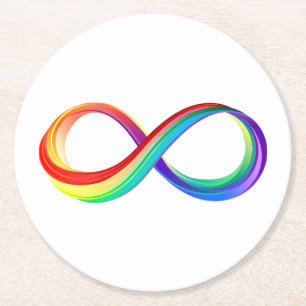 Layered Rainbow Infinity Symbol Round Paper Coaster