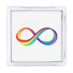 Layered Rainbow Infinity Symbol Silver Finish Lapel Pin