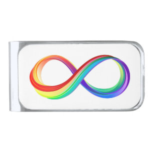Layered Rainbow Infinity Symbol Silver Finish Money Clip