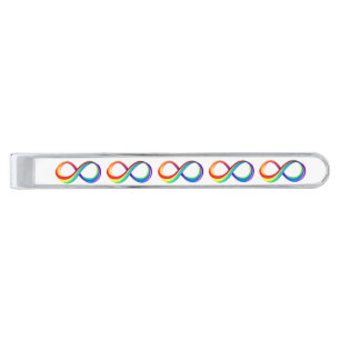 Layered Rainbow Infinity Symbol Silver Finish Tie Bar