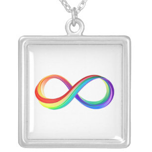 Layered Rainbow Infinity Symbol Silver Plated Necklace