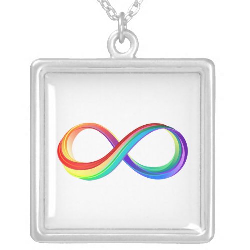 Layered Rainbow Infinity Symbol Silver Plated Necklace