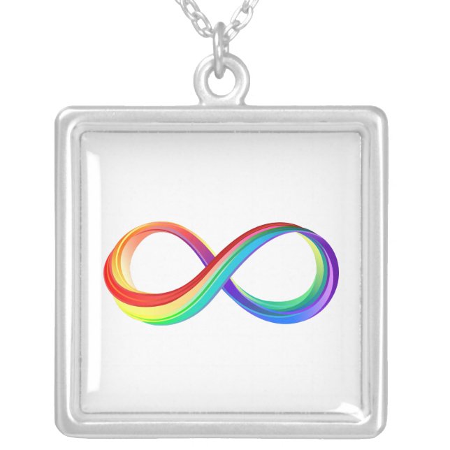 Layered Rainbow Infinity Symbol Silver Plated Necklace (Front)