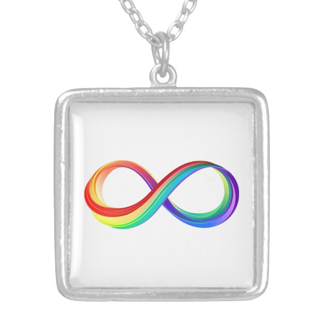 Layered Rainbow Infinity Symbol Silver Plated Necklace (Front)