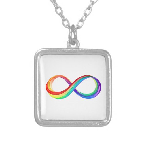 Layered Rainbow Infinity Symbol Silver Plated Necklace