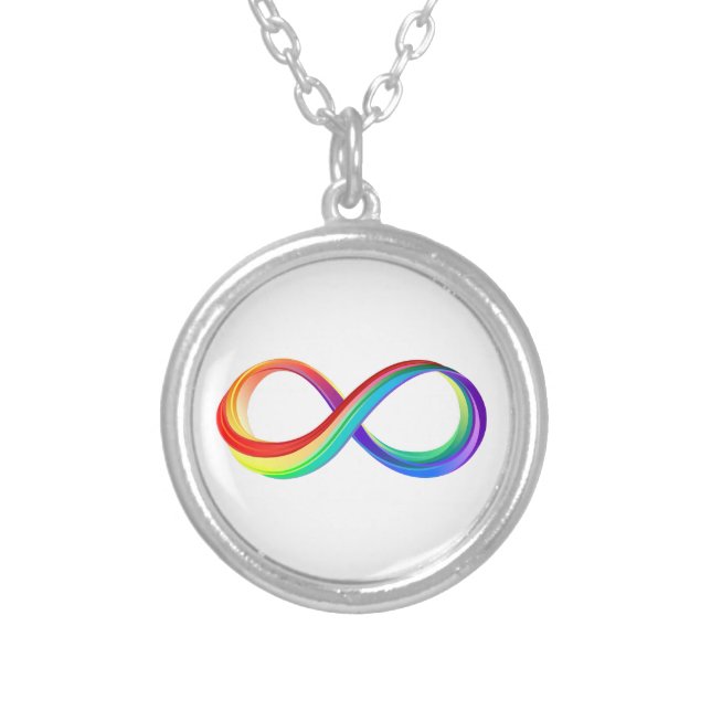 Layered Rainbow Infinity Symbol Silver Plated Necklace (Front)
