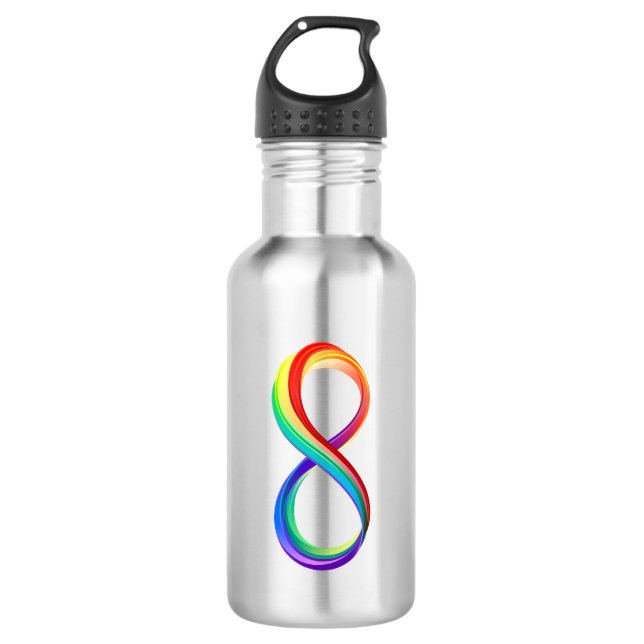 Layered Rainbow Infinity Symbol Stainless Steel Water Bottle (Front)