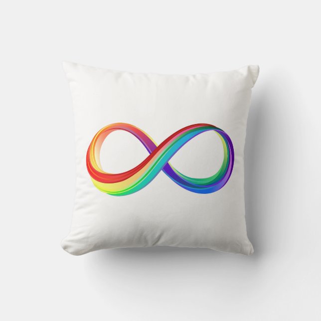 Layered Rainbow Infinity Symbol Throw Pillow (Front)