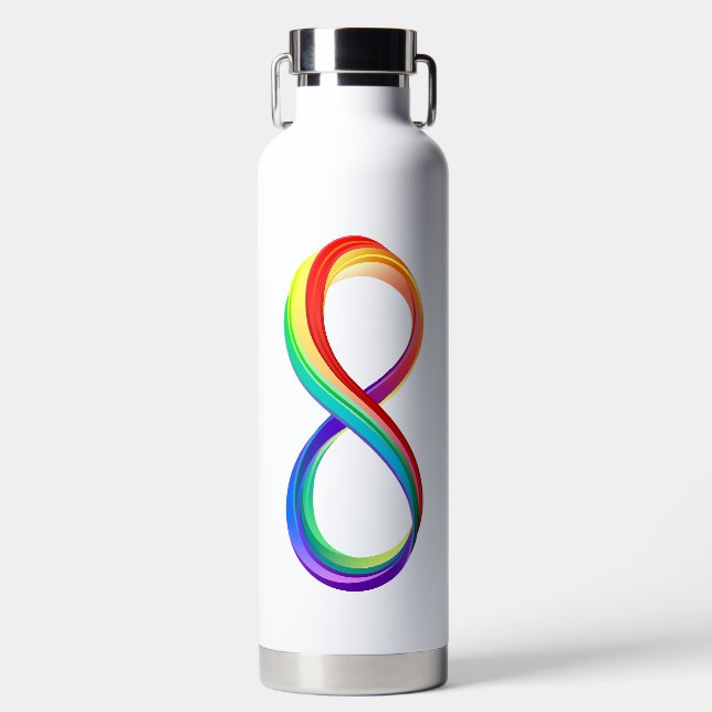 Layered Rainbow Infinity Symbol Water Bottle (Front)