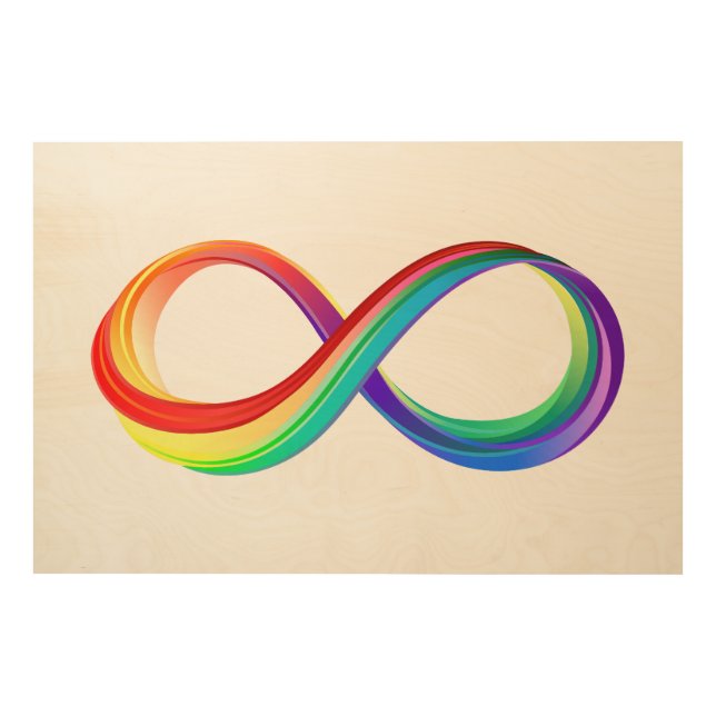 Layered Rainbow Infinity Symbol Wood Wall Art (Front)