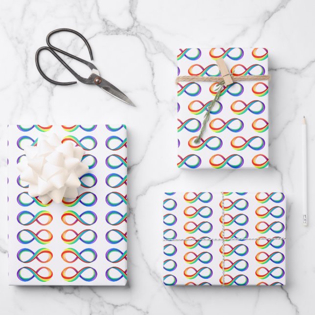 Layered Rainbow Infinity Symbol Wrapping Paper Sheets (Front)