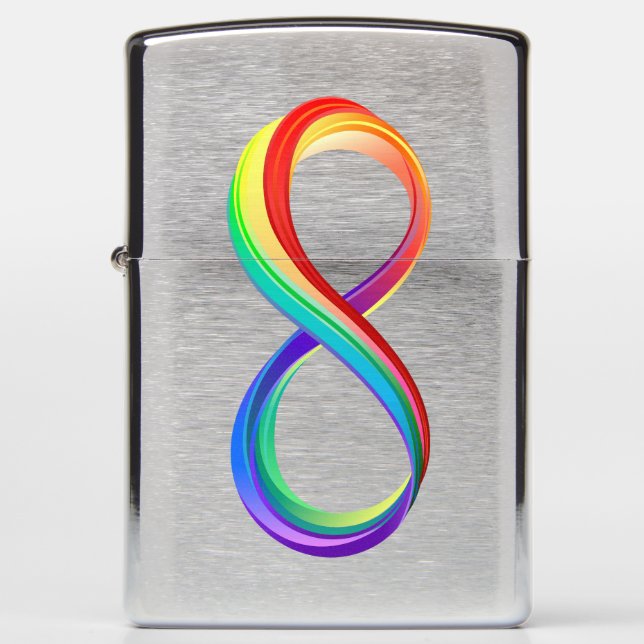 Layered Rainbow Infinity Symbol Zippo Lighter (Front)