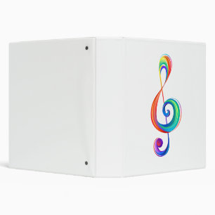 Layered rainbow treble clef 3 ring binder