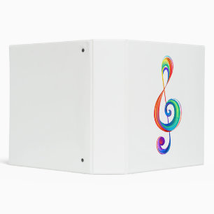 Layered rainbow treble clef 3 ring binder