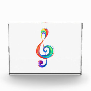 Layered rainbow treble clef acrylic award