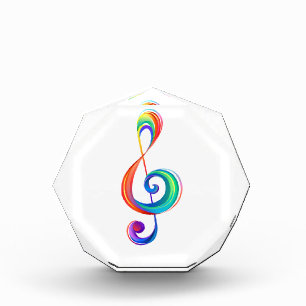 Layered rainbow treble clef acrylic award