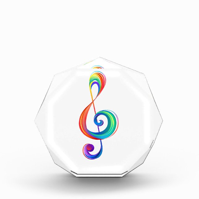 Layered rainbow treble clef acrylic award (Front)