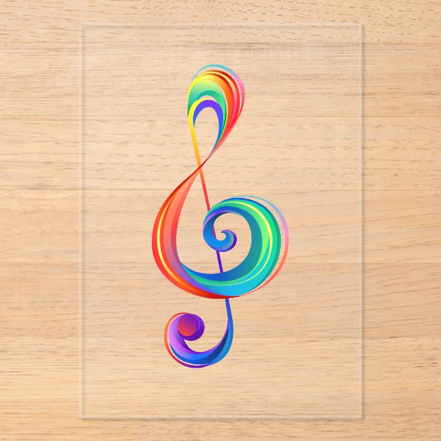 Layered rainbow treble clef acrylic invitations (Front)