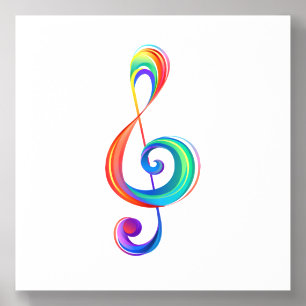 Layered rainbow treble clef acrylic photo tile