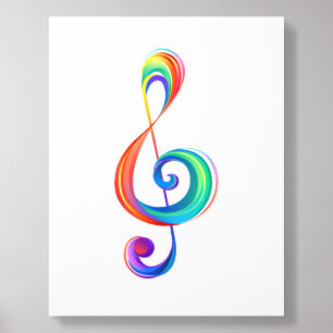 Layered rainbow treble clef acrylic photo tile