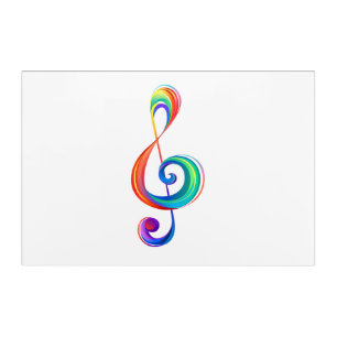 Layered rainbow treble clef acrylic print