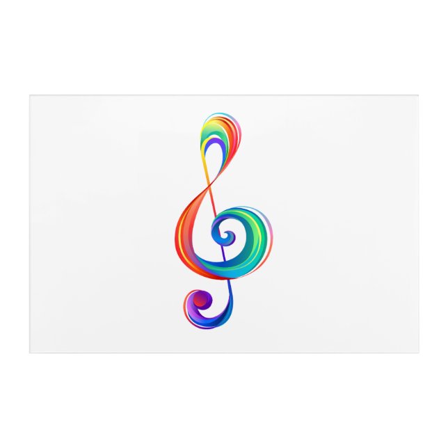 Layered rainbow treble clef acrylic print (Front)