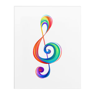 Layered rainbow treble clef acrylic print