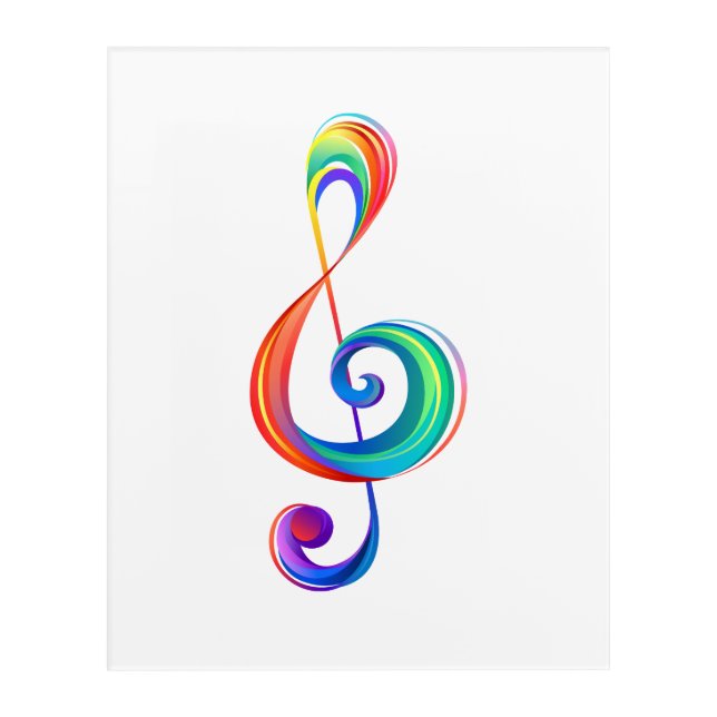 Layered rainbow treble clef acrylic print (Front)