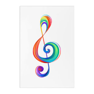 Layered rainbow treble clef acrylic print