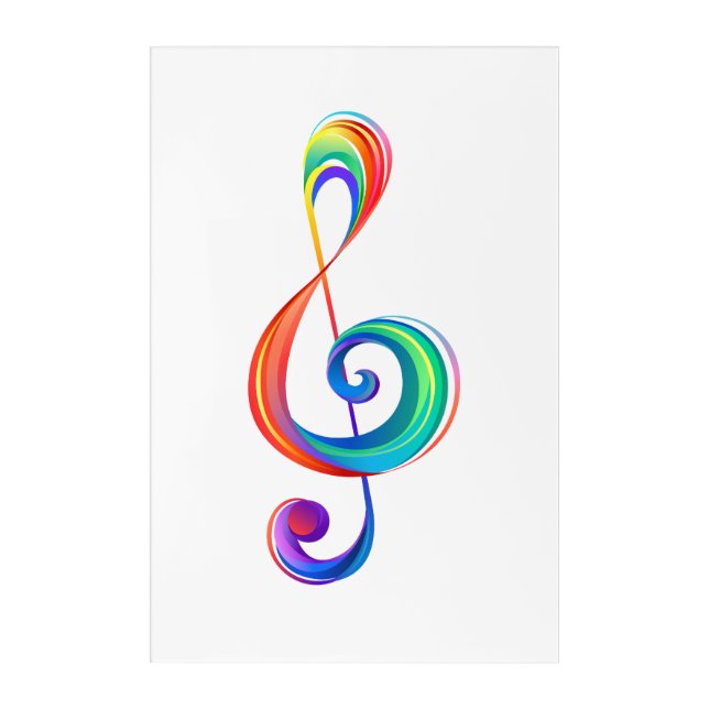 Layered rainbow treble clef acrylic print (Front)