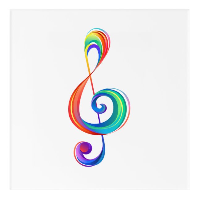 Layered rainbow treble clef acrylic print (Front)