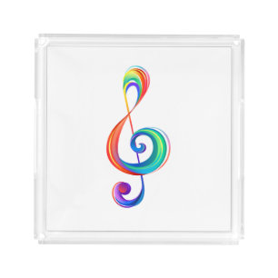 Layered rainbow treble clef acrylic tray