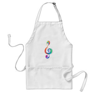 Layered rainbow treble clef adult apron