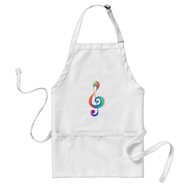 Layered rainbow treble clef adult apron (Front)