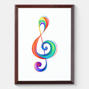 Layered rainbow treble clef award plaque