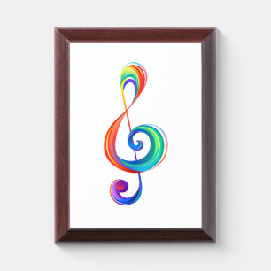 Layered rainbow treble clef award plaque