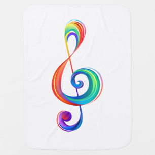 Layered rainbow treble clef baby blanket