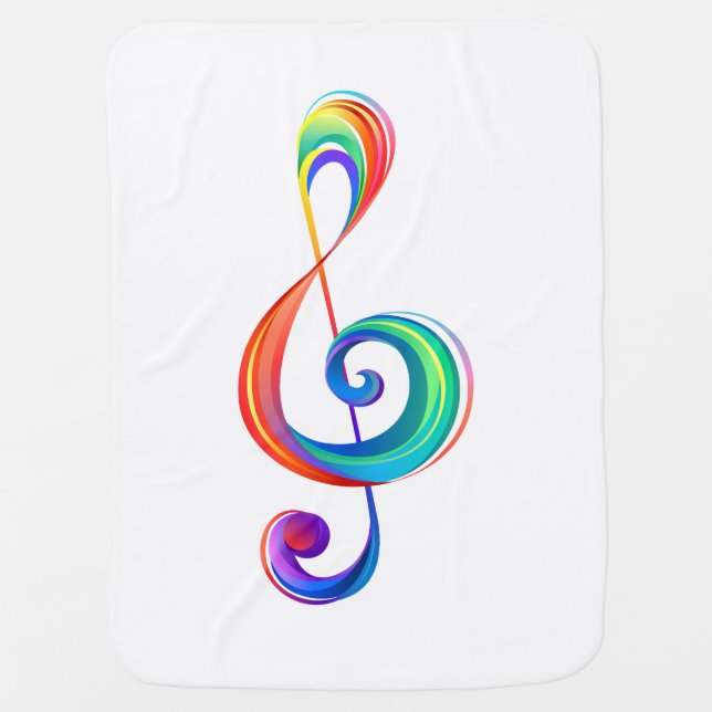 Layered rainbow treble clef baby blanket (Front)
