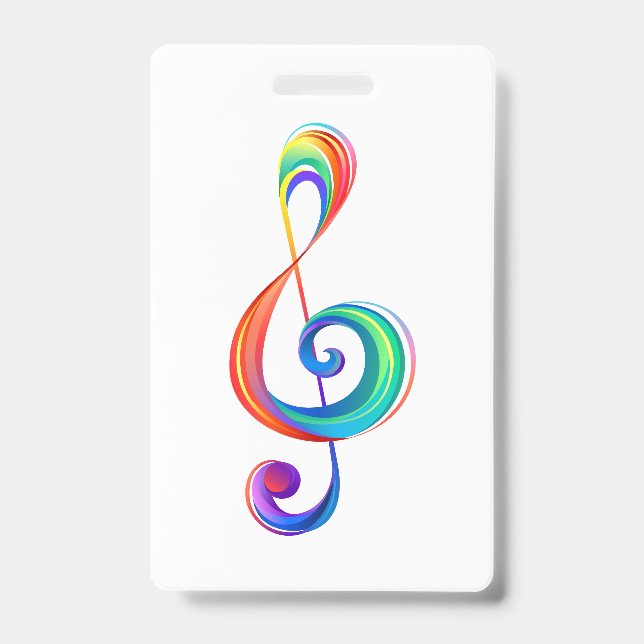 Layered rainbow treble clef badge (Front)