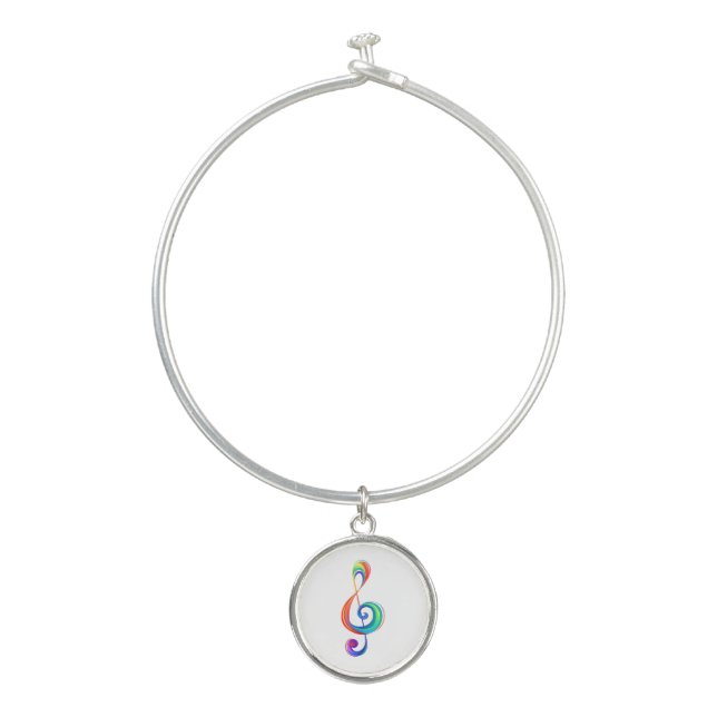 Layered rainbow treble clef bangle bracelet (Front)