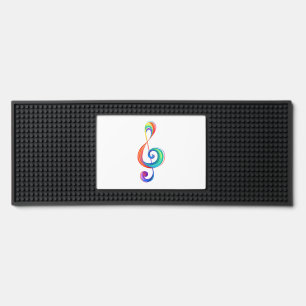 Layered rainbow treble clef bar mat 