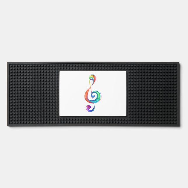 Layered rainbow treble clef bar mat  (Front)