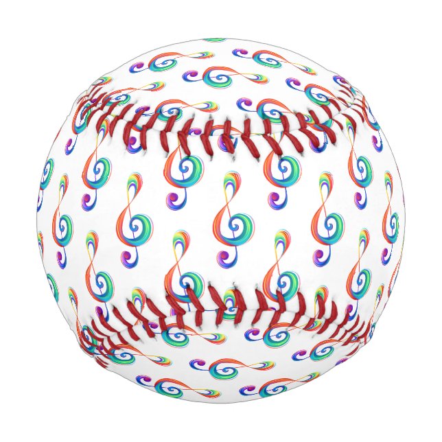 Layered rainbow treble clef baseball (Front)