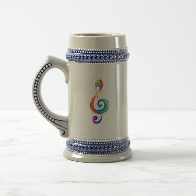 Layered rainbow treble clef beer stein (Left)