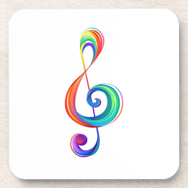 Layered rainbow treble clef beverage coaster (Front)