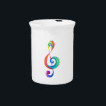 Layered rainbow treble clef beverage pitcher<br><div class="desc">Musical key drawn from multicolored layers of rainbow colors on white background.</div>