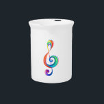Layered rainbow treble clef beverage pitcher<br><div class="desc">Musical key drawn from multicolored layers of rainbow colors on white background.</div>