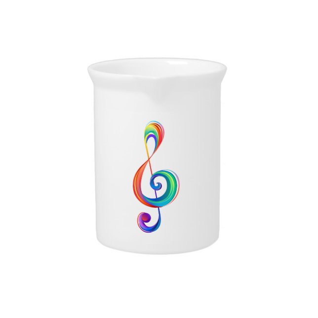 Layered rainbow treble clef beverage pitcher (Front)