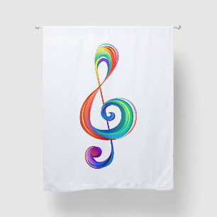 Layered rainbow treble clef blackout curtains